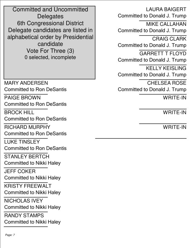 March 5, 2024 Sample Ballot, Cannon County, TN  Page 7